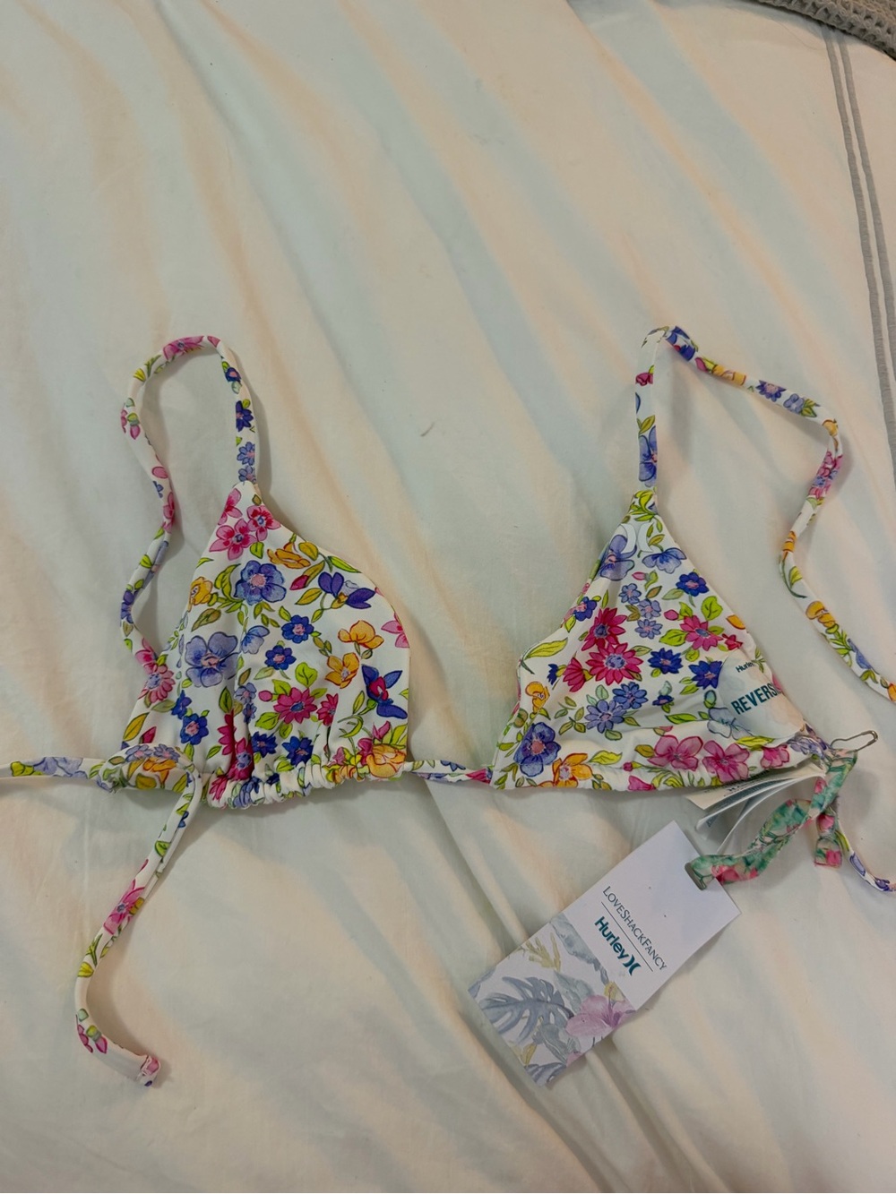 Hurley x LoveShackFancy Floral Triangle Bikini Top - Multicolor